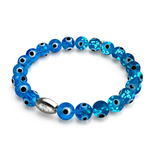 Azul | 925 Sterling Silber | Glühwürmchen-Glas-Armband mit bösem Blick