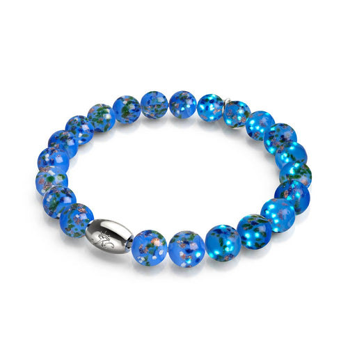 Azurwald | 925 Sterling Silber | Glühwürmchen-Glasarmband