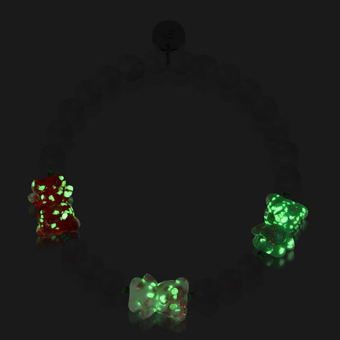 Bärenweihnacht | Silber | Perlen x Glühwürmchen-Glasbär-Armband 