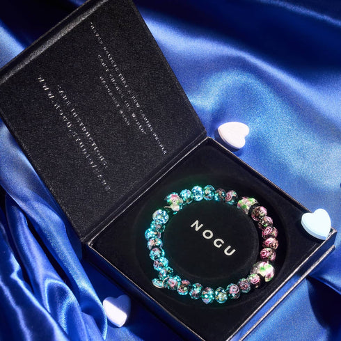 Schwarzer Blumenstrauß | 925 Sterling Silber | Firefly Glas Diamant Herzen Armband 