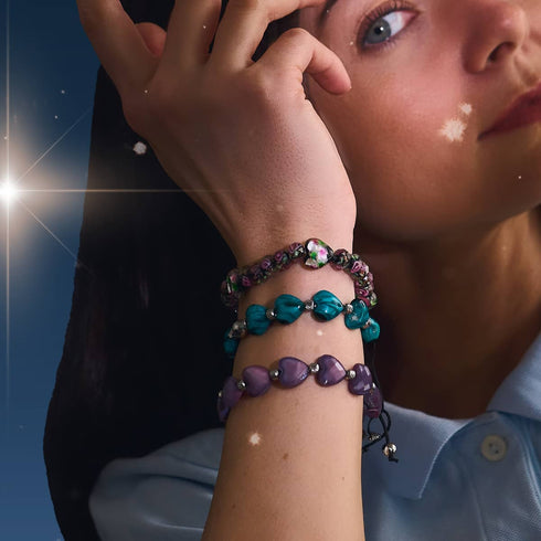 Schwarzer Blumenstrauß | 925 Sterling Silber | Firefly Glas Diamant Herzen Armband 