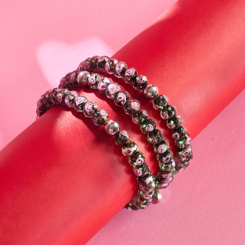 Schwarze Dahlie | Firefly Glas Diamanten Armband 
