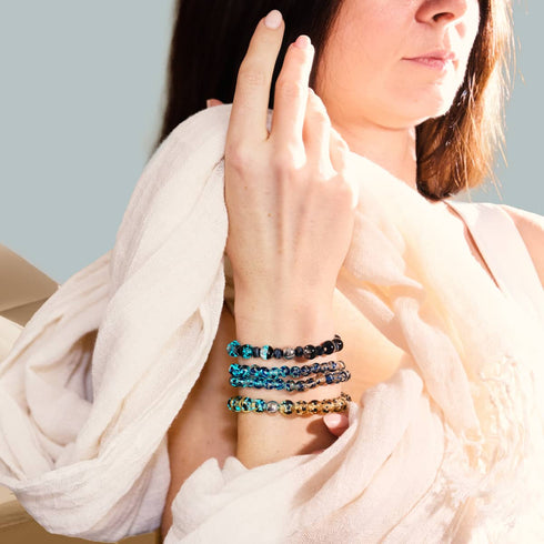Schwarz | Firefly Glas Schneekugel Armband