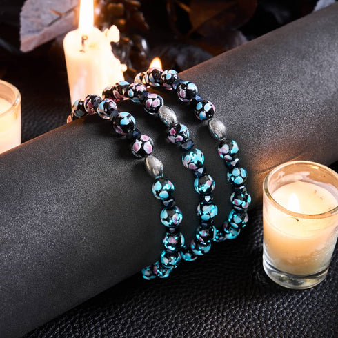 Schwarze Orchidee | 925er Sterlingsilber | Glühwürmchen-Glasblütenarmband