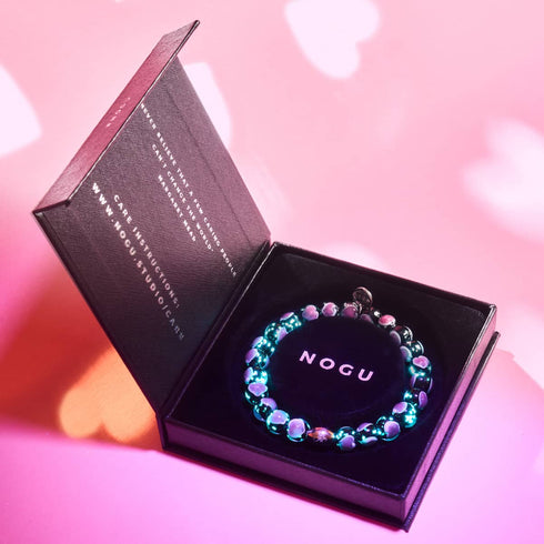 Schwarz x Pink | 925 Sterling Silber | Firefly Glas Liebesarmband