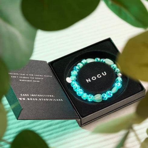 Blaue Minze | Firefly Glass x Murano Glas Herzen Armband 