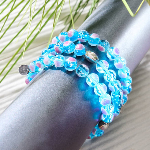 Blau x Pink | 925 Sterling Silber | Firefly Glas Liebesarmband