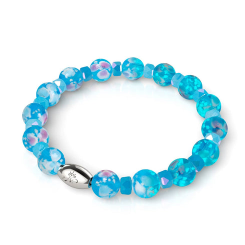 Kornblumenblüten | 925 Sterling Silber | Glühwürmchen-Glasblütenarmband