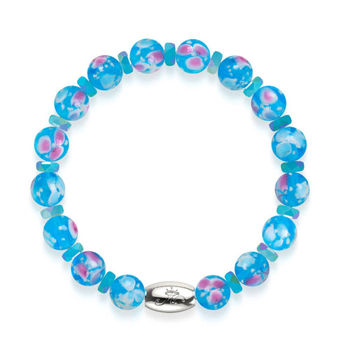 Kornblumenblüten | 925 Sterling Silber | Glühwürmchen-Glasblütenarmband