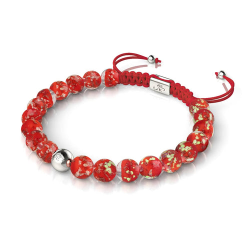 Purpurrot | Silber | Glühwürmchen-Glas-Makramee-Armband