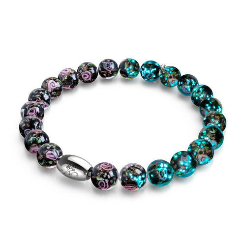 Verzauberte Rose | 925 Sterling Silber | Firefly Glasgarten Armband