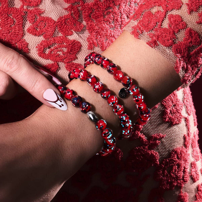 Feuer und Eis | 925 Sterling Silber | Glühwürmchen-Glasarmband