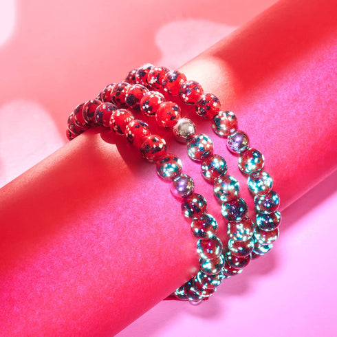 Feuer &amp; Eis | Silber | Glühwürmchen-Glas-Makramee-Armband