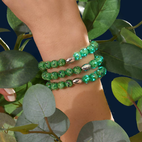 Glänzender Hain | 925 Sterling Silber | Glühwürmchen-Glasarmband