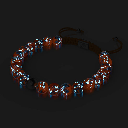 Glühende Glut | Silber | Glühwürmchen-Glas-Makramee-Armband 