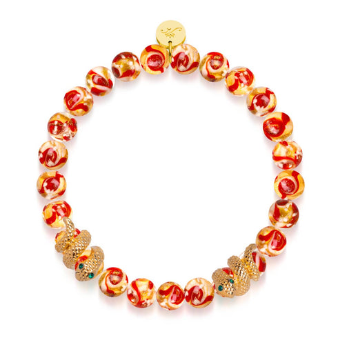 Goldene Schlange | Firefly Glas Wirbel Armband