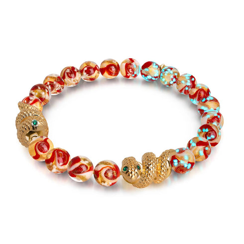 Goldene Schlange | Firefly Glas Wirbel Armband