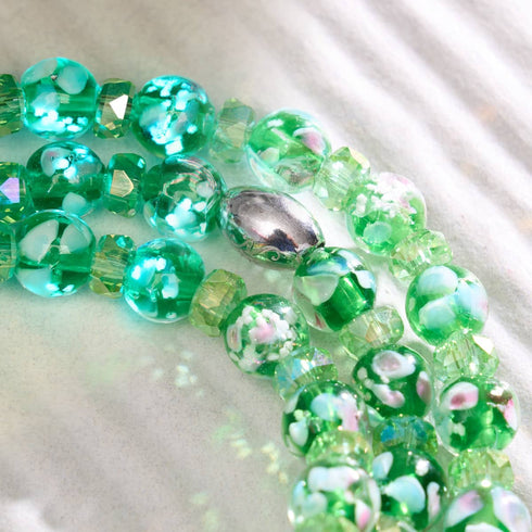 Grüne Orchidee | 925er Sterlingsilber | Glühwürmchen-Glasblütenarmband