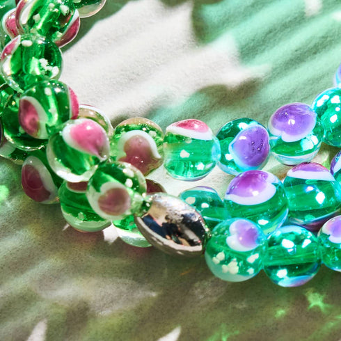 Grün x Pink | 925 Sterling Silber | Firefly Glas Liebesarmband