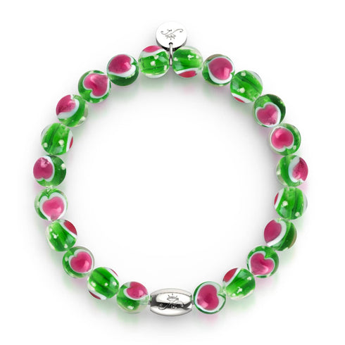 Grün x Pink | 925 Sterling Silber | Firefly Glas Liebesarmband