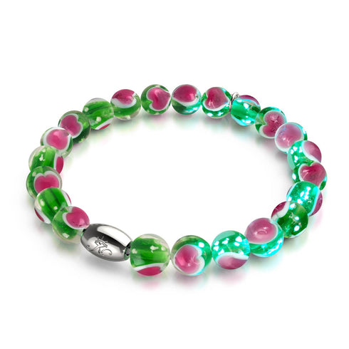 Grün x Pink | 925 Sterling Silber | Firefly Glas Liebesarmband