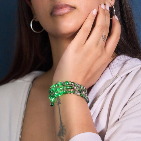 Grüne Zinnie | Firefly Glas Diamanten Armband 