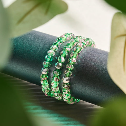 Grüne Zinnie | Firefly Glas Diamanten Armband 
