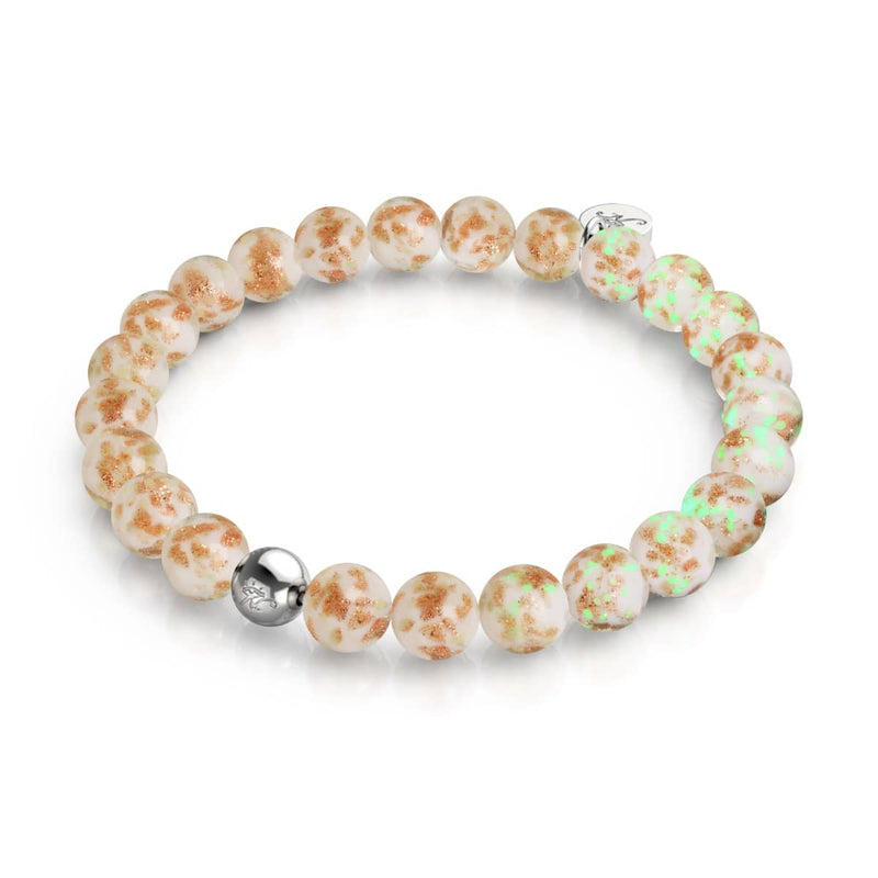 Elfenbein | 925er Sterlingsilber | Glühwürmchen-Glasarmband