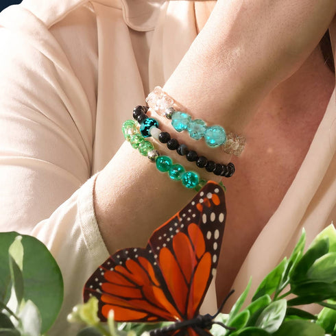 Elfenbein | Silber | Firefly Glasklee-Armband 