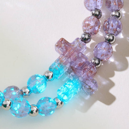 Lila | Silber | Firefly Glaskreuz Armband 