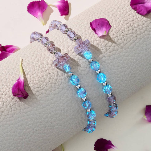 Lila | Silber | Firefly Glaskreuz Armband 