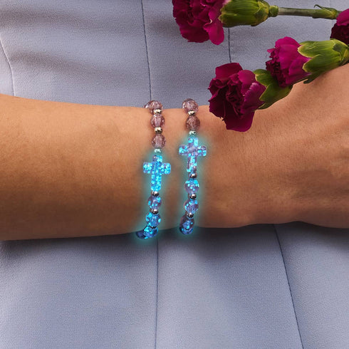 Lila | Silber | Firefly Glaskreuz Armband 