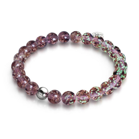 Merlot | 925er Sterlingsilber | Glühwürmchen-Glasarmband