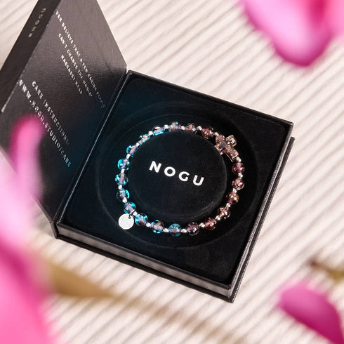Merlot | Silber | Glühwürmchen-Glaskreuz-Armband 
