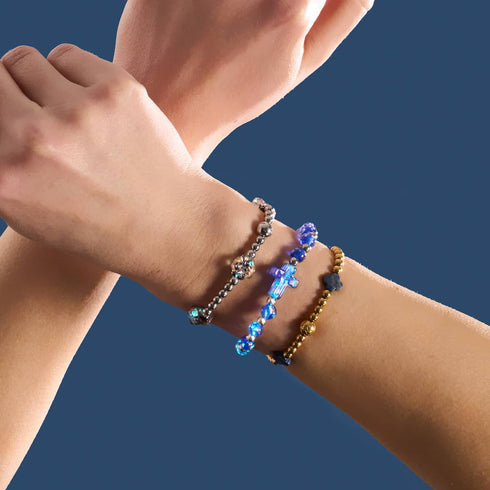 Obsidian | Silber | Firefly Glas Klee Essenz Armband 