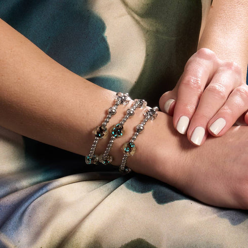 Obsidian | Silber | Firefly Glas Klee Essenz Armband 