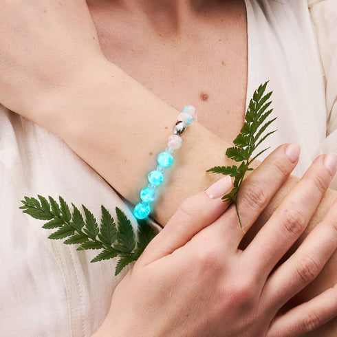Orchideenblüten | 925er Sterlingsilber | Glühwürmchen-Glasblütenarmband