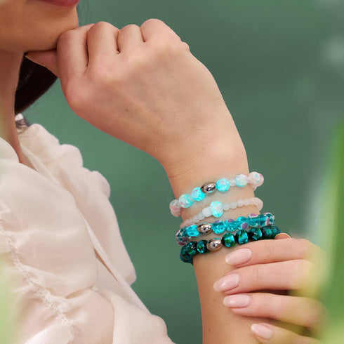 Orchideenblüten | 925er Sterlingsilber | Glühwürmchen-Glasblütenarmband