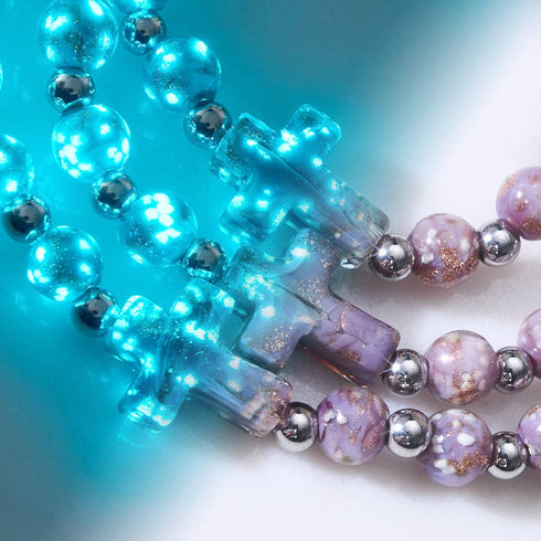 Immergrün | Silber | Glühwürmchen-Glaskreuz-Armband 