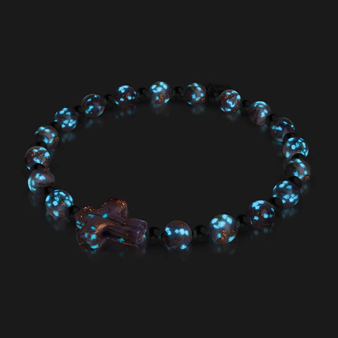 Immergrün | Silber | Glühwürmchen-Glaskreuz-Armband 