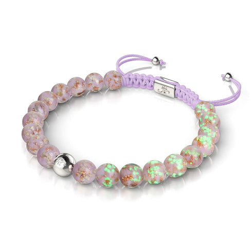 Immergrün | Silber | Glühwürmchen-Glas-Makramee-Armband 