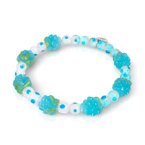 Polka Dot Blau | 925 Sterling Silber | Firefly Glas Beeren Armband 
