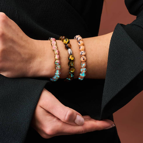 Primel | 925 Sterling Silber | Glühwürmchen-Glasgarten-Armband
