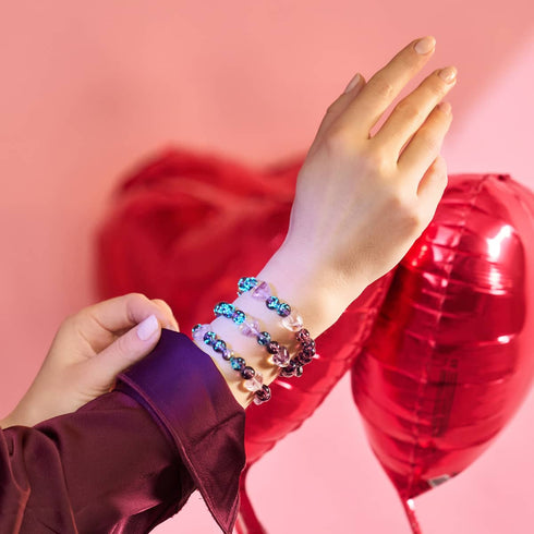 Lila Elixier | Firefly Glass x Murano Glas Herzen Armband 