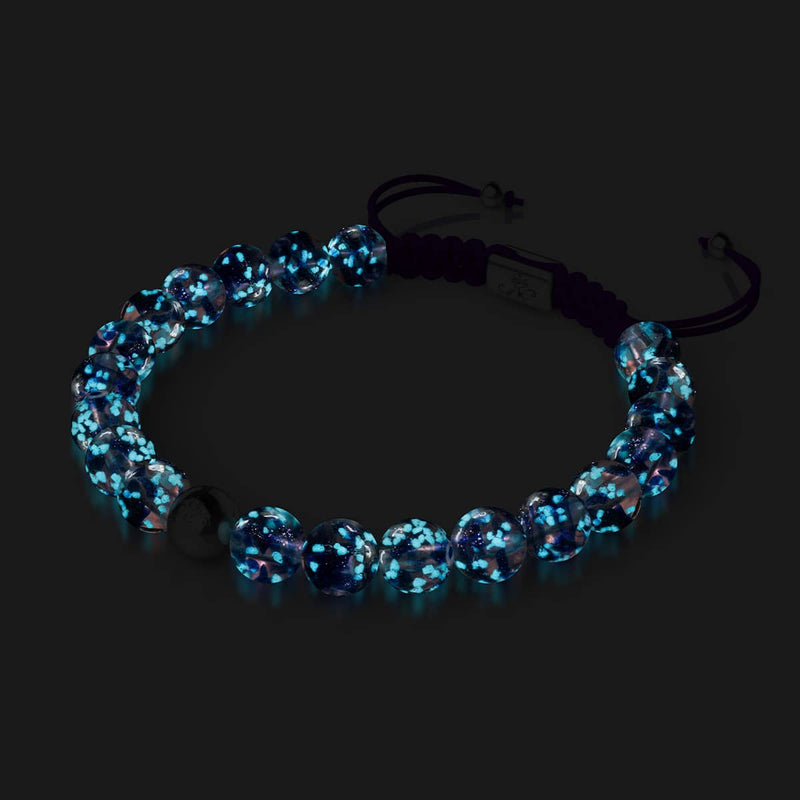 Lila Elixier | Silber | Glühwürmchen-Glas-Makramee-Armband