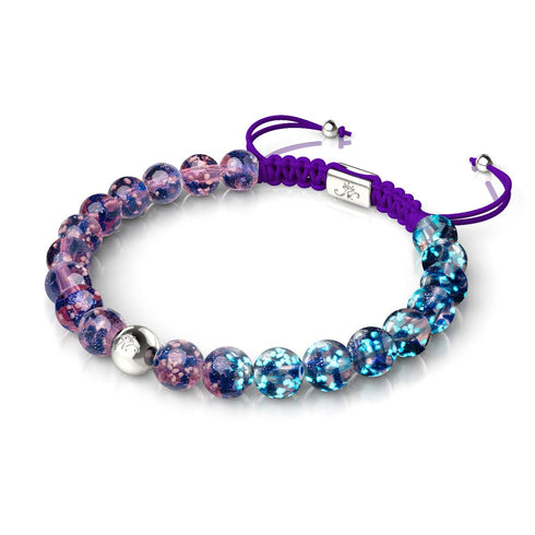 Lila Elixier | Silber | Glühwürmchen-Glas-Makramee-Armband