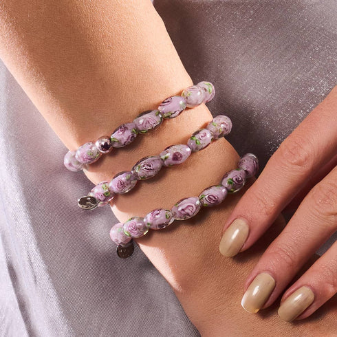 Lila Rose | 925 Sterling Silber | Firefly Glasgarten Armband