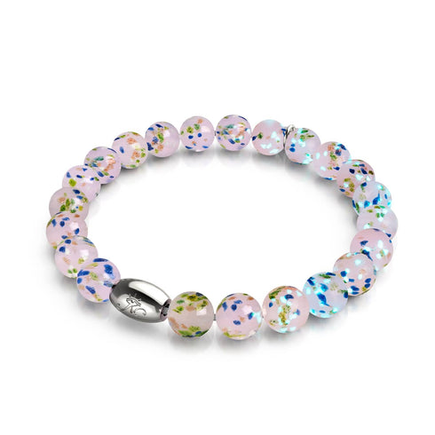 Lila Sukkulente | 925 Sterling Silber | Glühwürmchen-Glasarmband