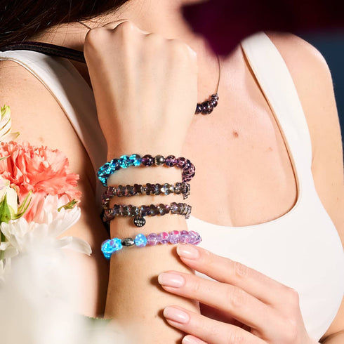 Lila x Pink | 925 Sterling Silber | Firefly Glas Liebesarmband