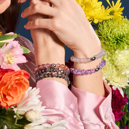 Lila x Pink | 925 Sterling Silber | Firefly Glas Liebesarmband